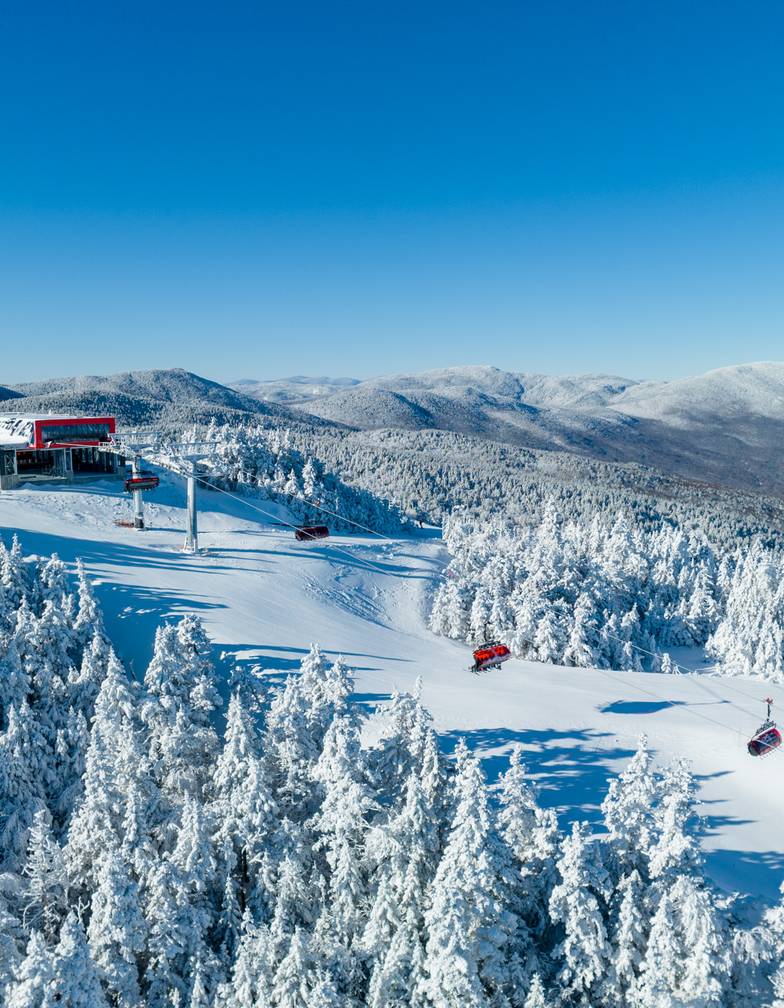An aerial view of the top of the Jordan 8 lift at Sunday River