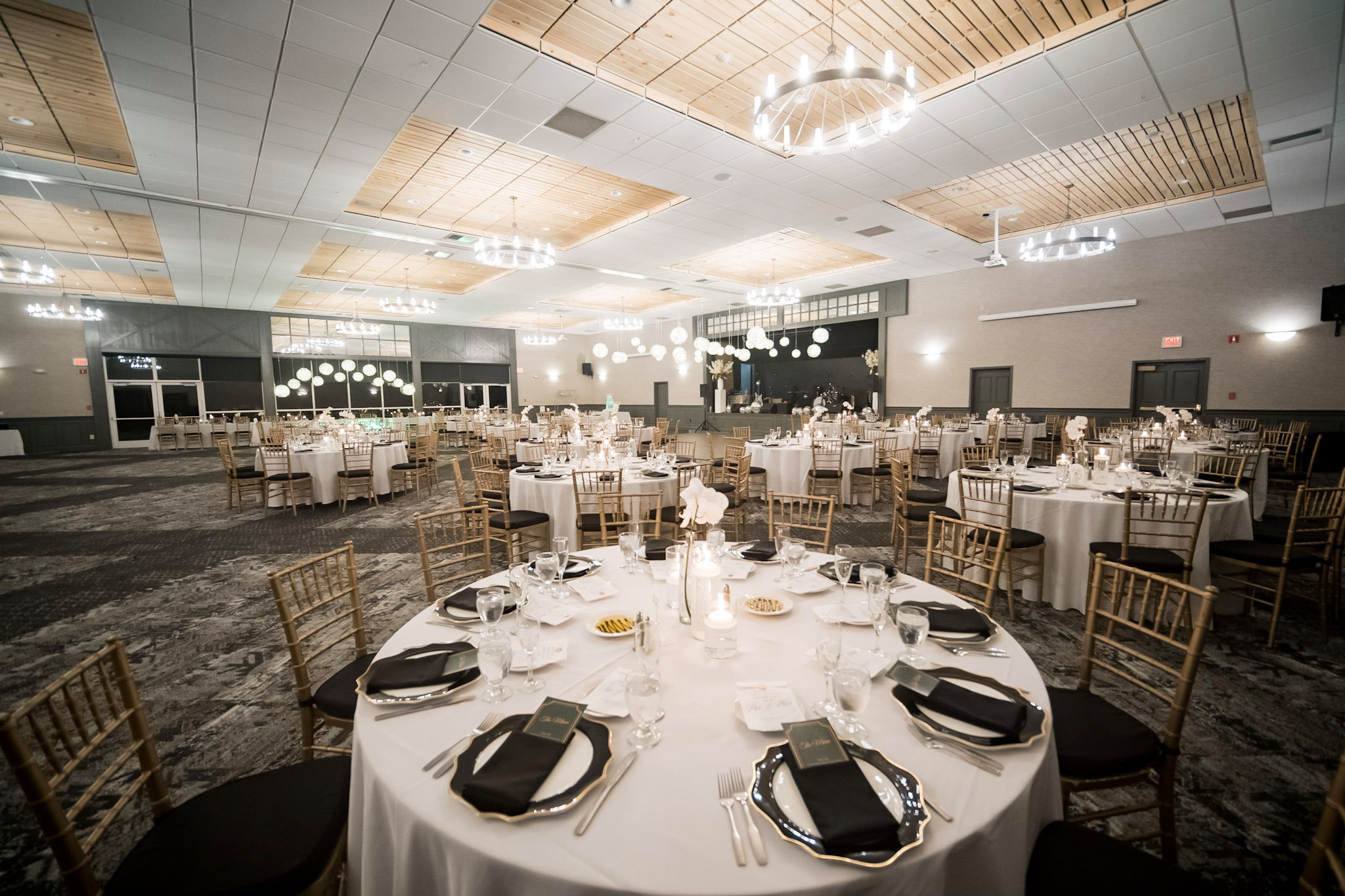 The Grand Ballroom at Sunday River set up for a beautiful wedding.
