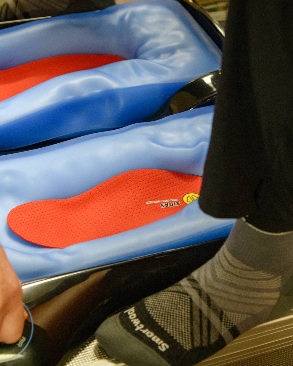 Forming the insoles for the custom footbeds.