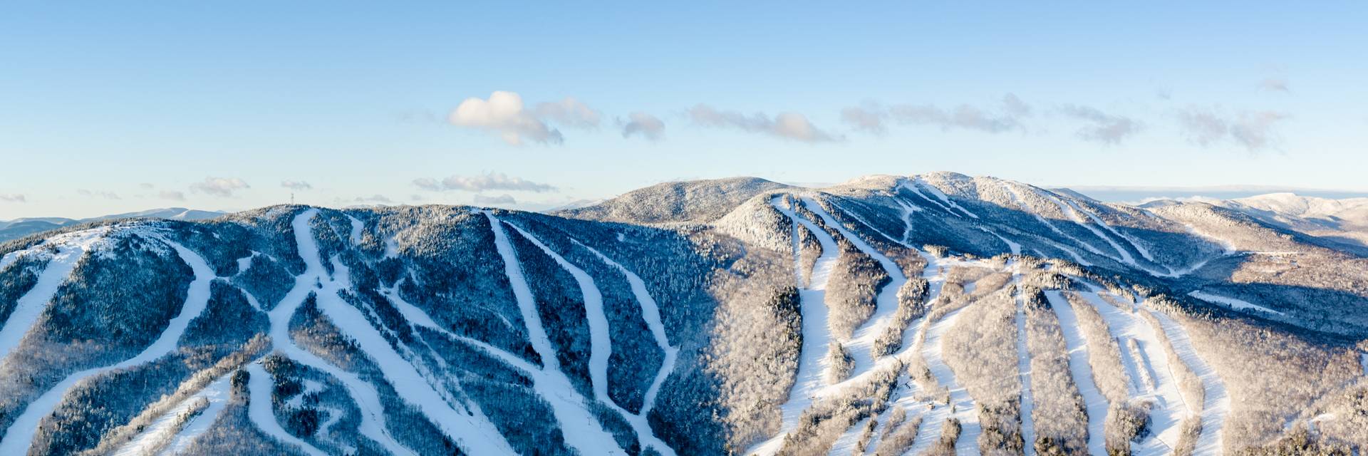 An aerial view of Sunday River in the winter.