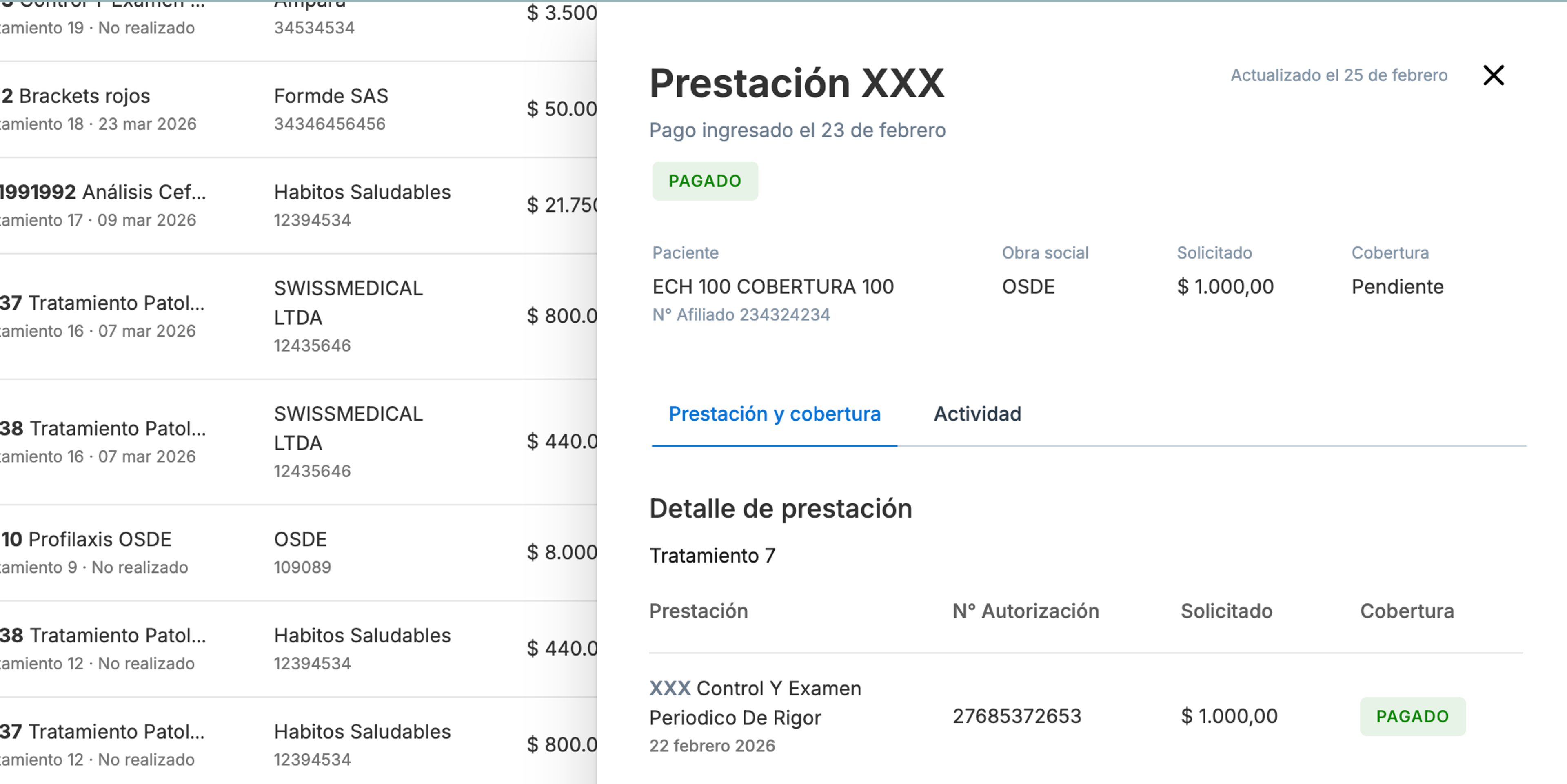 Prestación Obra Social