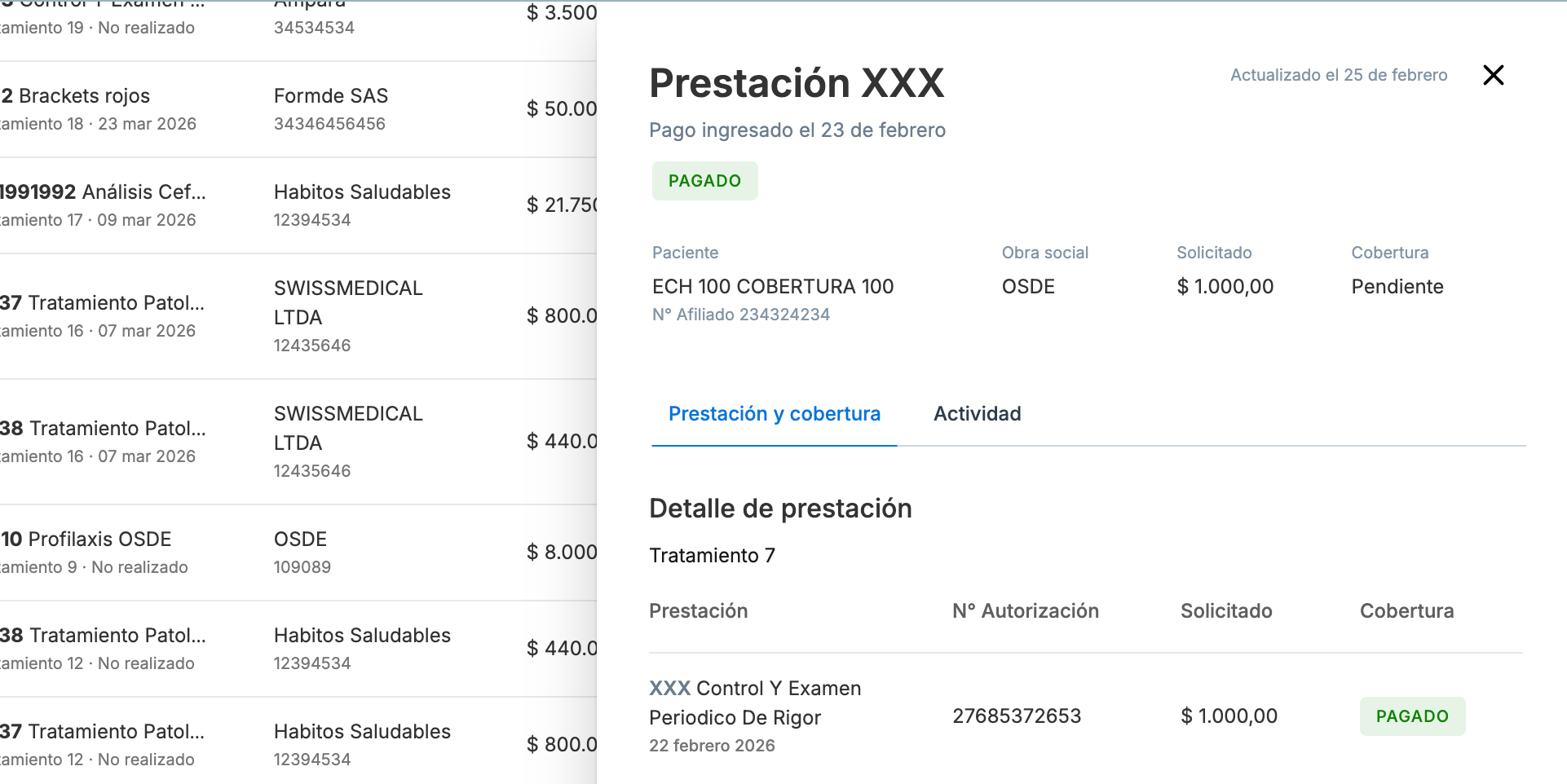 Prestación Obra Social
