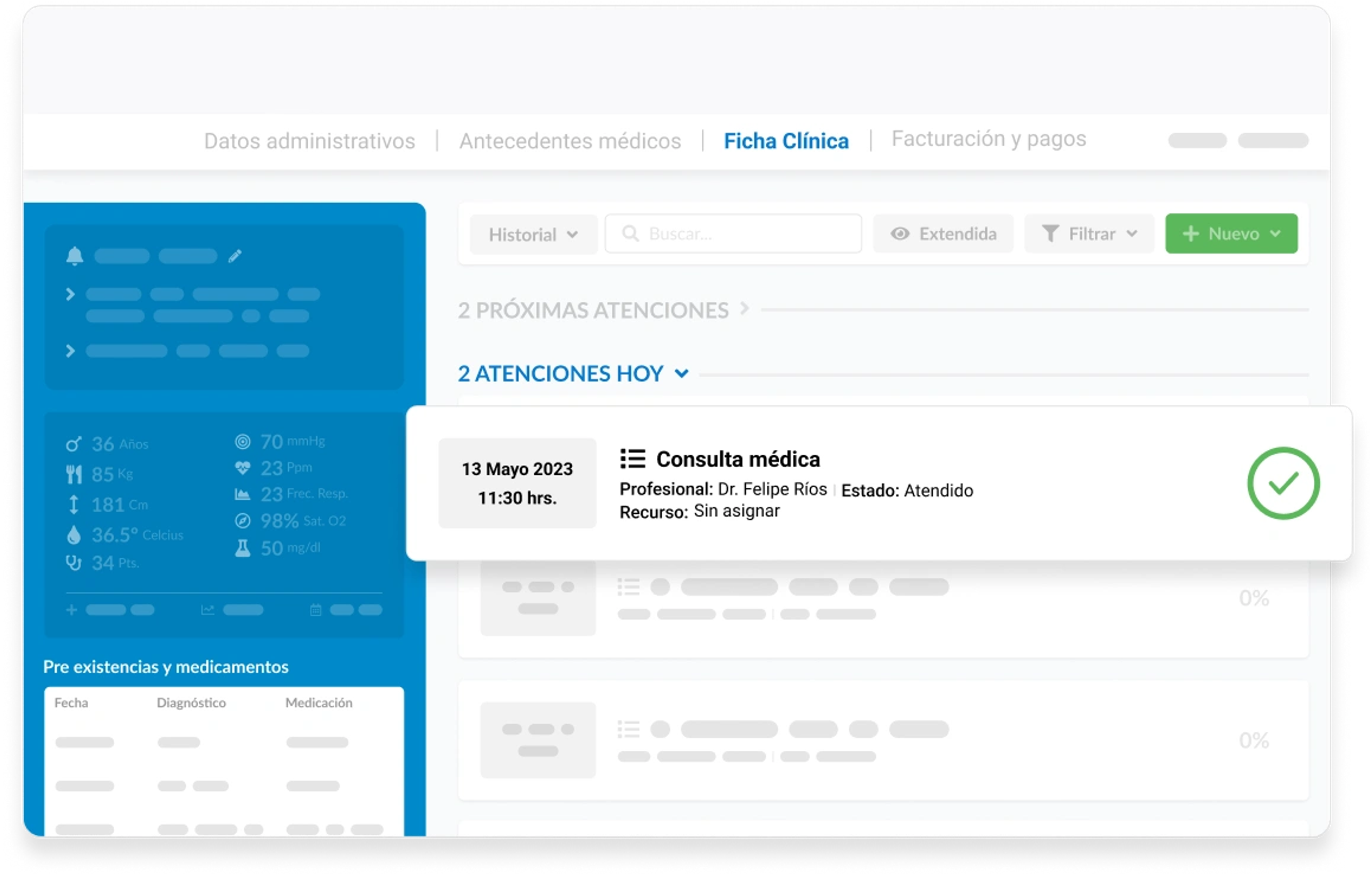 Ficha clínica de un paciente en Dentalink, con su odontograma y el detalle del plan de tratamiento