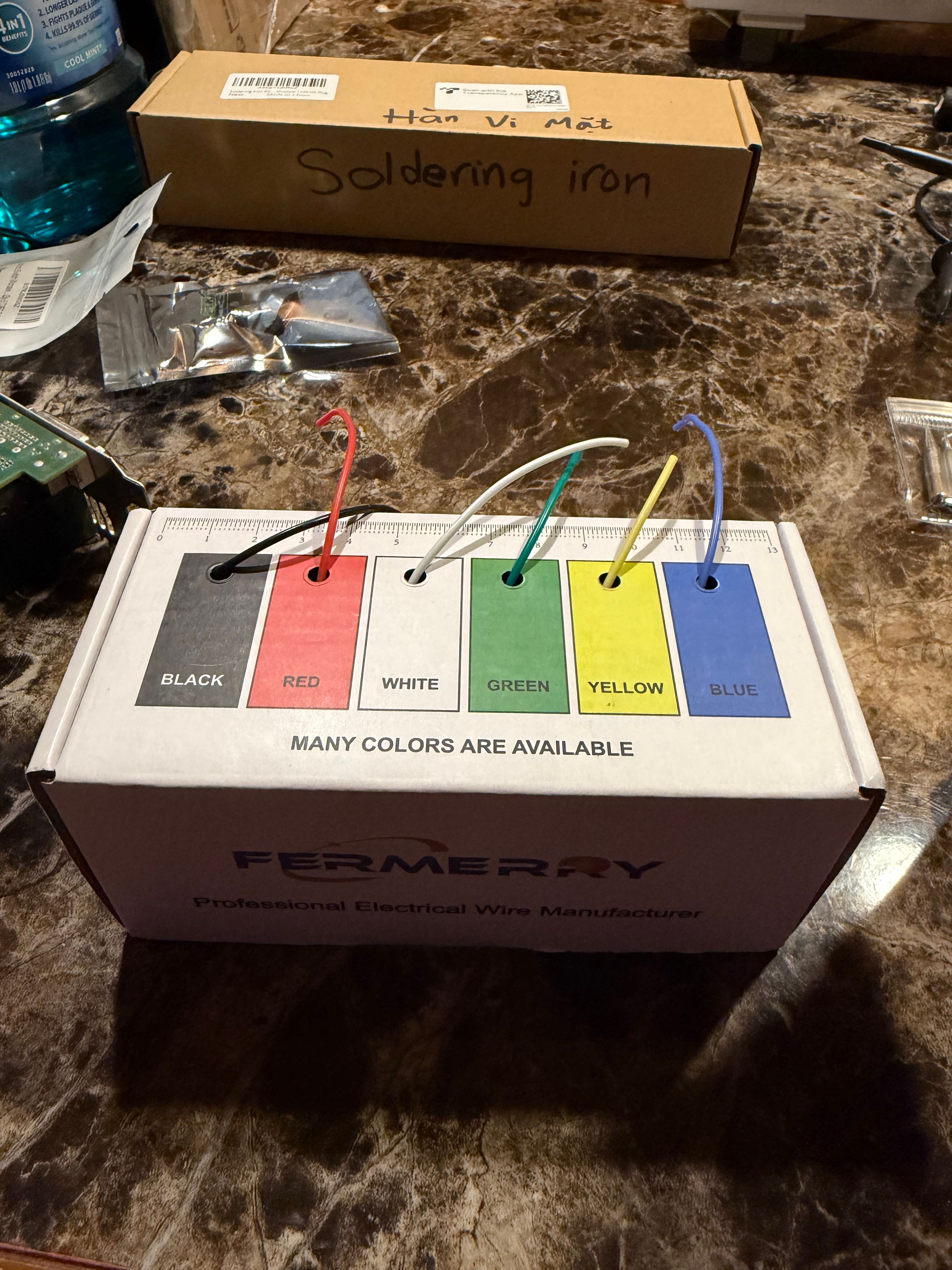 Electrical wires and solderless breadboard