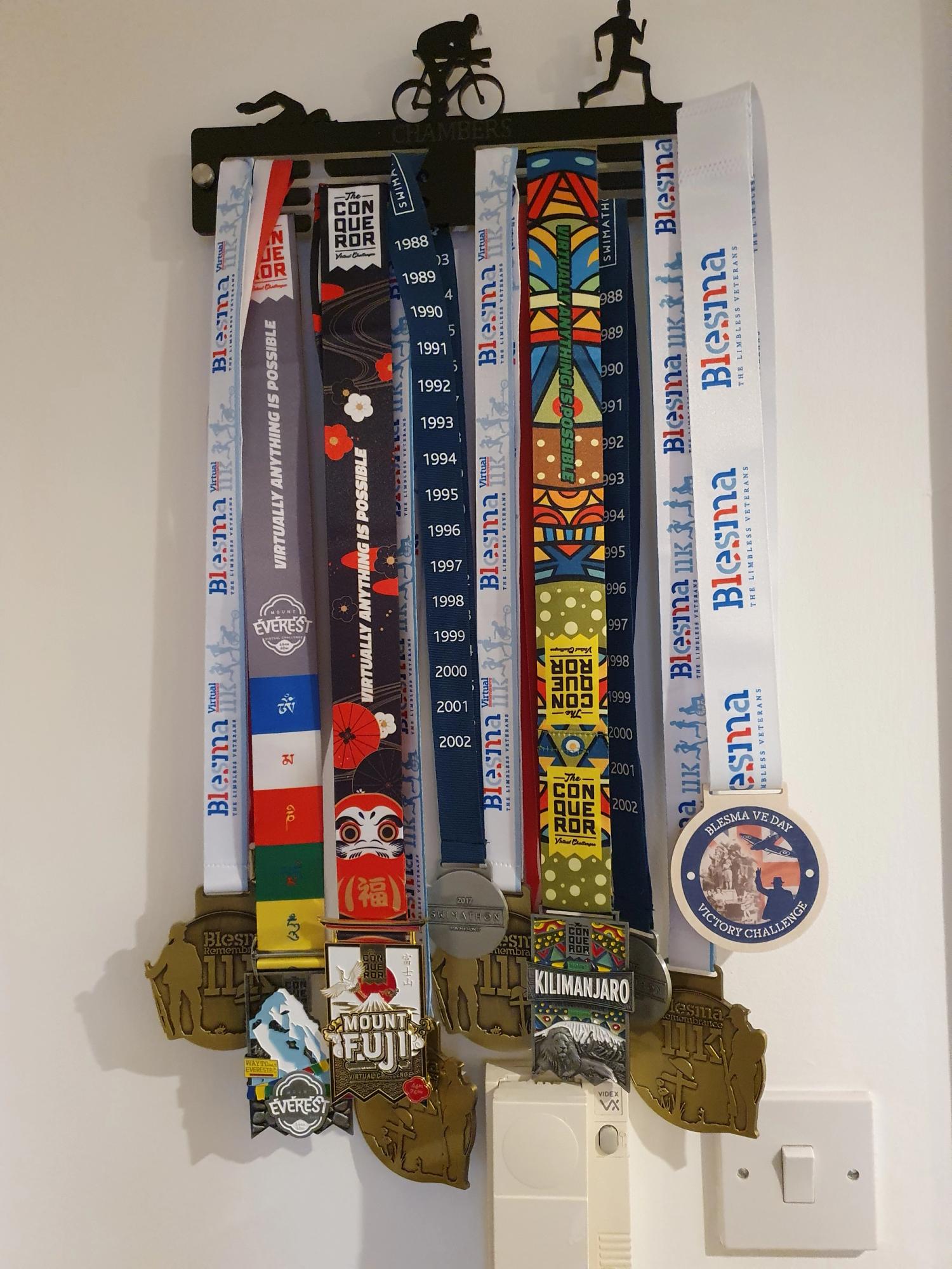 Yesterdays wheel (above), & medals so far 😊