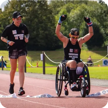 Lexi finishing a marathon