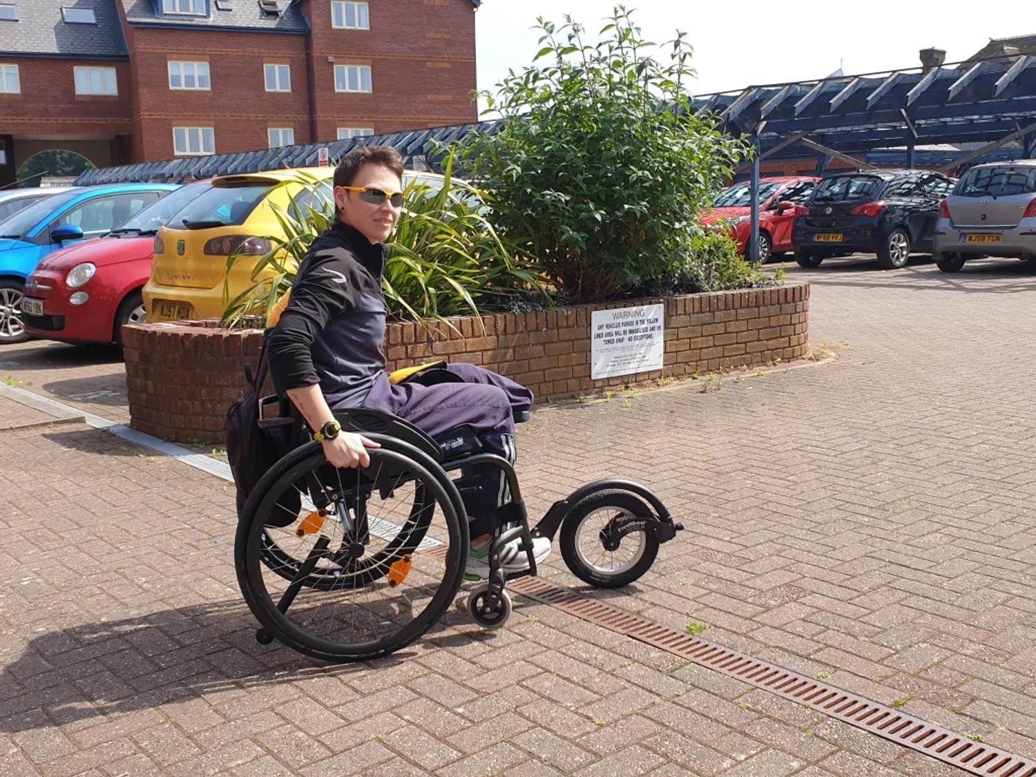 In my carpark with my freewheel.
