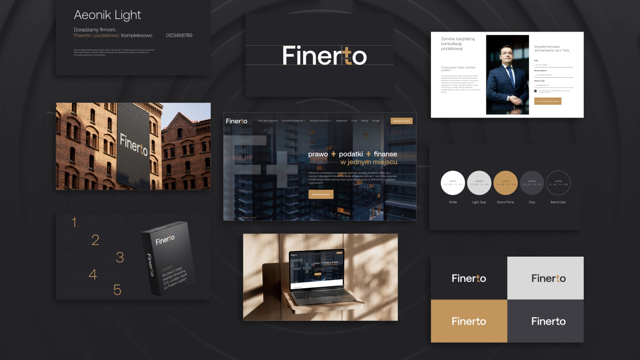 Finerto — brandbook (logo, typografia, kolory, mockupy)