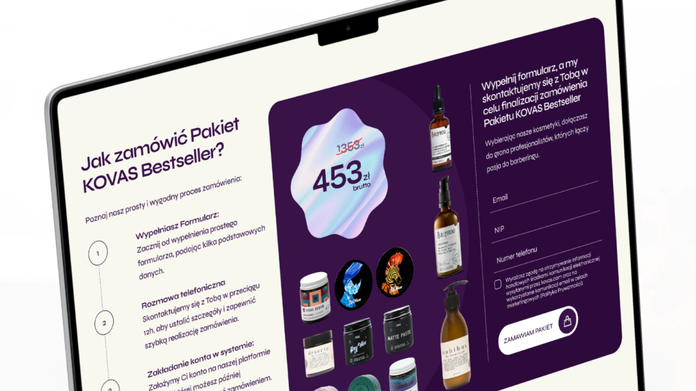 Landing page Pakiet KOVAS Bestseller — 453 zł