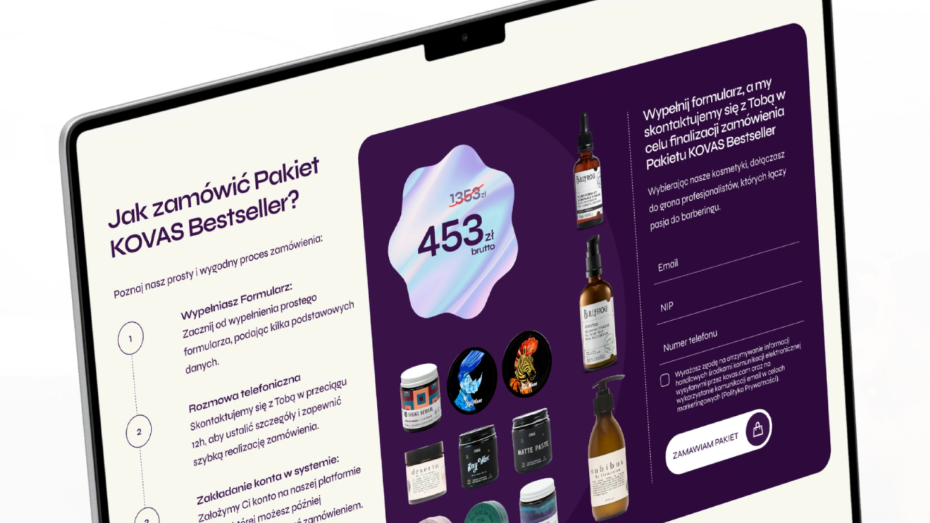 Landing page Pakiet KOVAS Bestseller — 453 zł