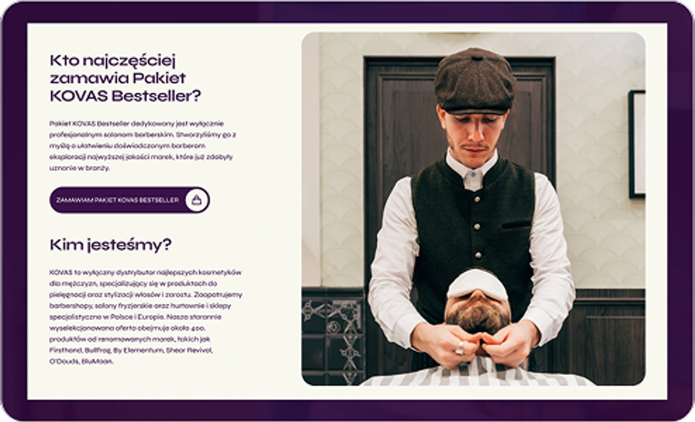 Content plan KOVAS — landing page