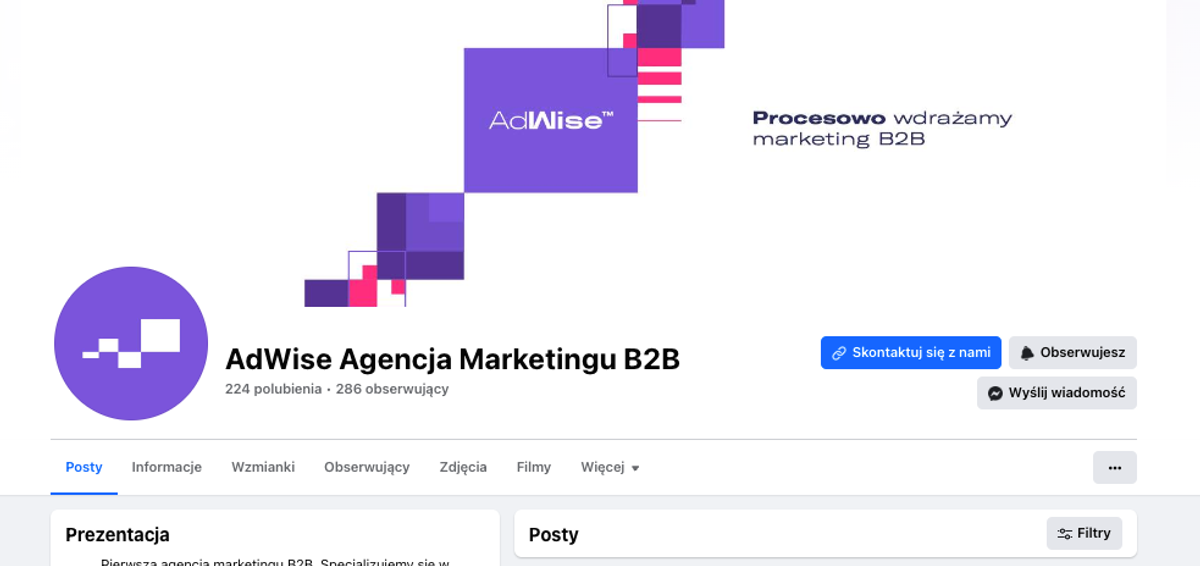 Profil Adwise na Facebook - social media marketing