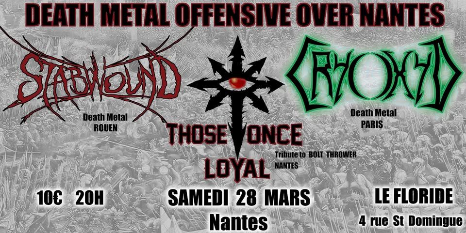 Affiche de 3 groupes de Death Metal à Nantes (44)