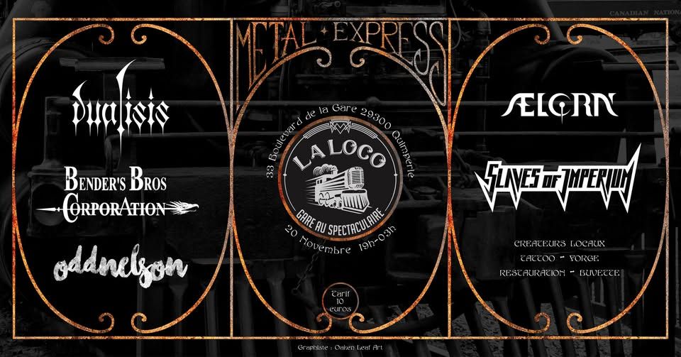 Affiche de Festival Metal Express (avec 5 groupes) à Qimperlé (29)
