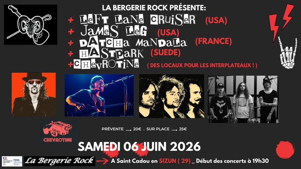 Affiche de Bergerie Rock (Left Lane Cruiser / James Leg / Hästspark...) à Saint Cadou (29)
