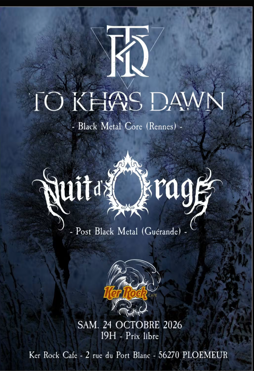 Affiche de To Khaos Down / Nuit D'Orage en concert à Ploemeur (56)