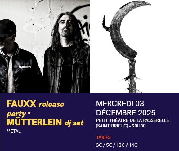 Affiche de Release party de Fauxx + DJ set de Mutterlein à St Brieuc