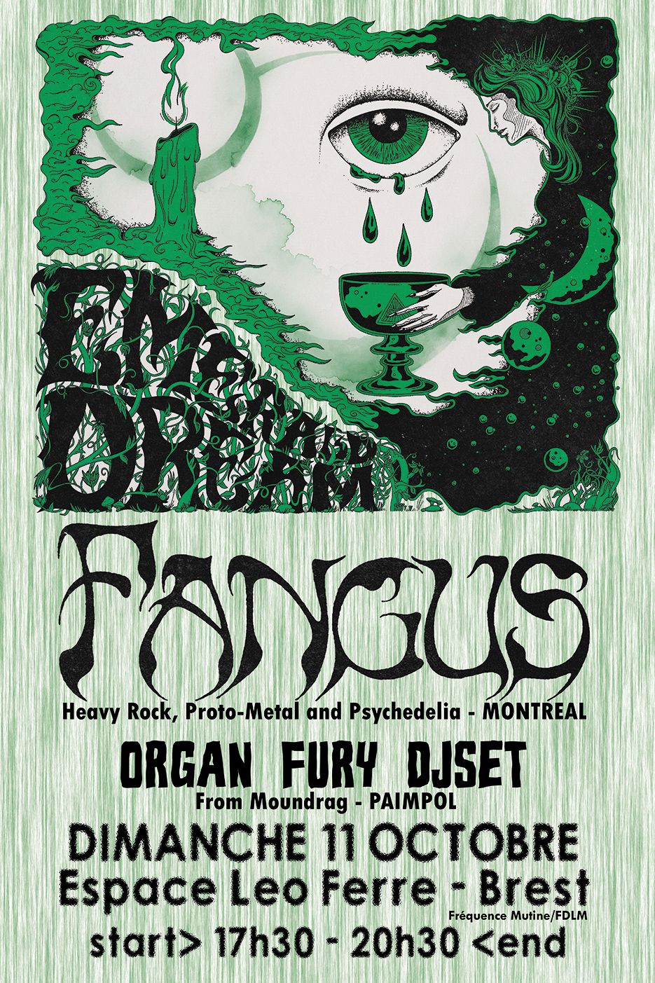 Affiche de Fangue (Proto Metal/Heavy Psyché) / Organ Fury (Dj Set) en concert à Brest (29)