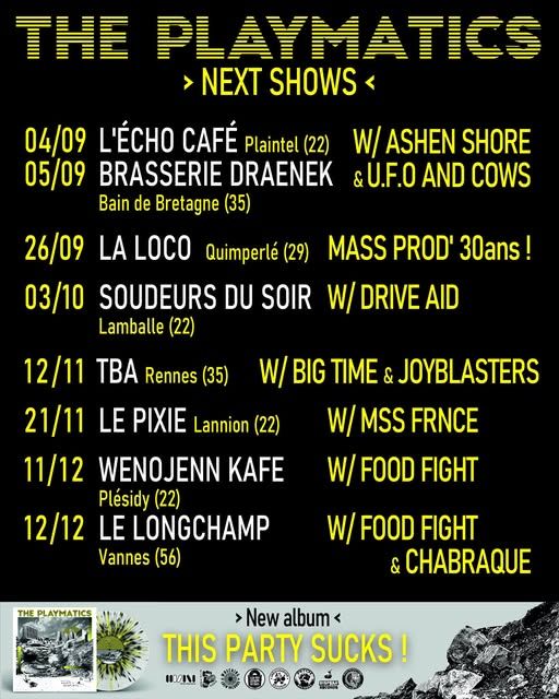 Affiche de The Playmatics (Punk Rock/Pop) / Drive Aid (Rock Alternatif) en concert à Lamballe (22)
