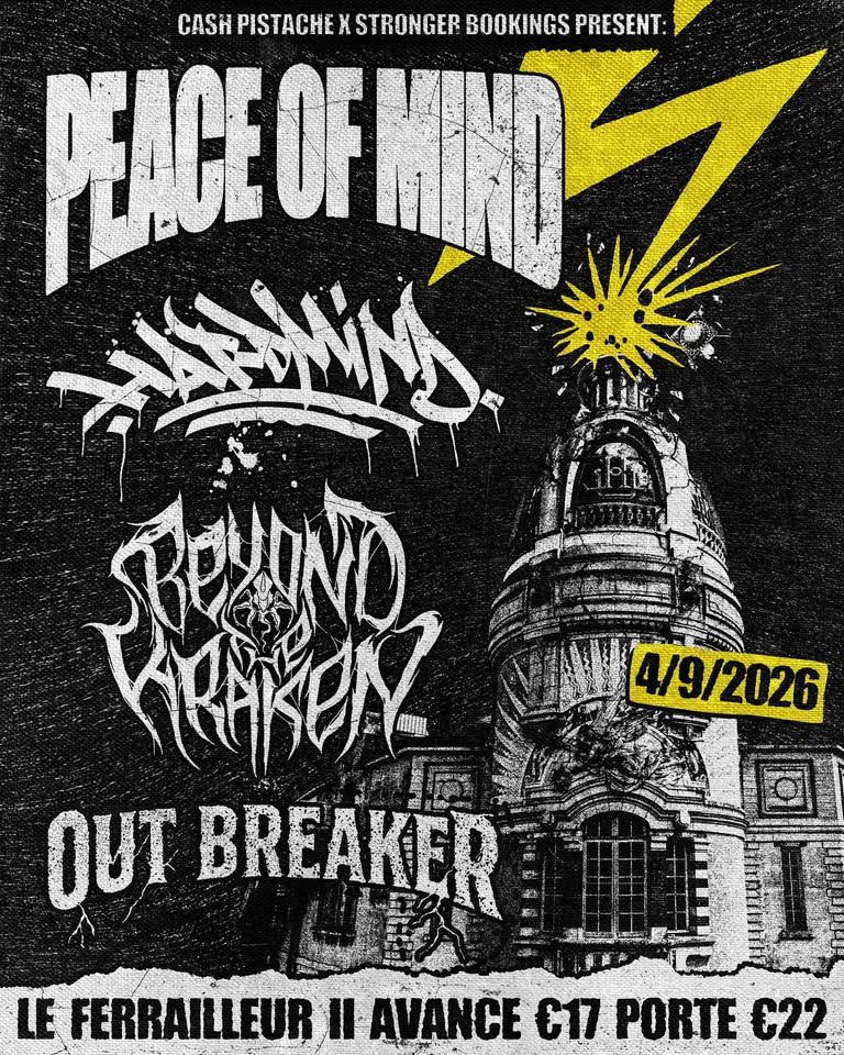 Affiche de Peace Of Mind / Hard Mind / Beyond The Kraken et Outbreaker live à Nantes (44)