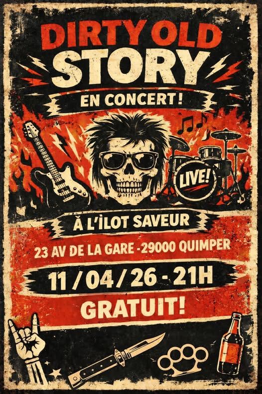 Affiche de Dirty Old Story (Rock / Punk Rock) en concert à Quimper (29)