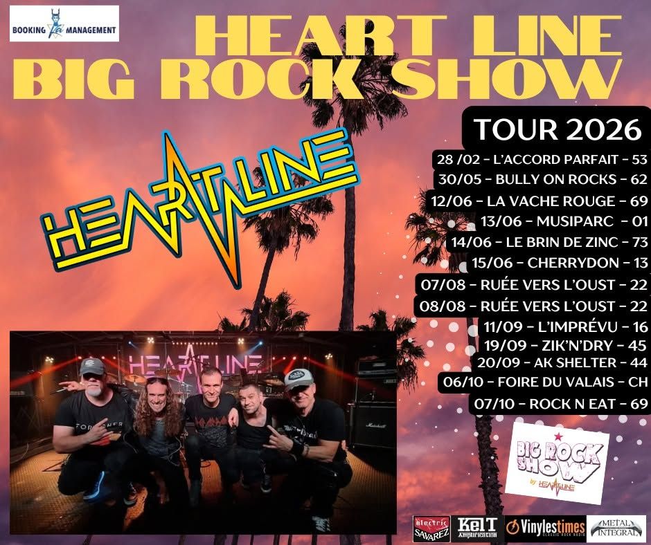 Affiche de Heart Line (Hard Mélodique / AOR / Hard 80) en concert à Saint Herblain (44)