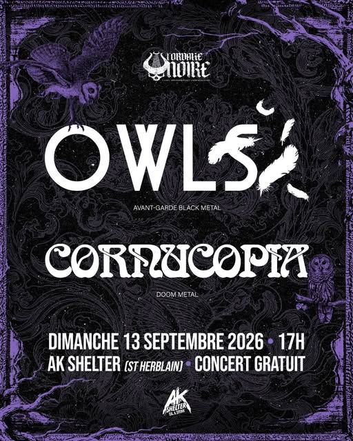 Affiche de Owls (Black Metal) / Cornucopia (Doom) en concert à Saint Herblain (44)