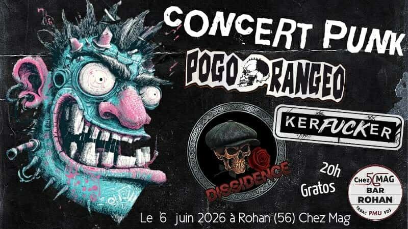 Affiche de Soirée Punk : Pogo Rangéo/Kerfucker et Dissidence en concert à Rohan (56)