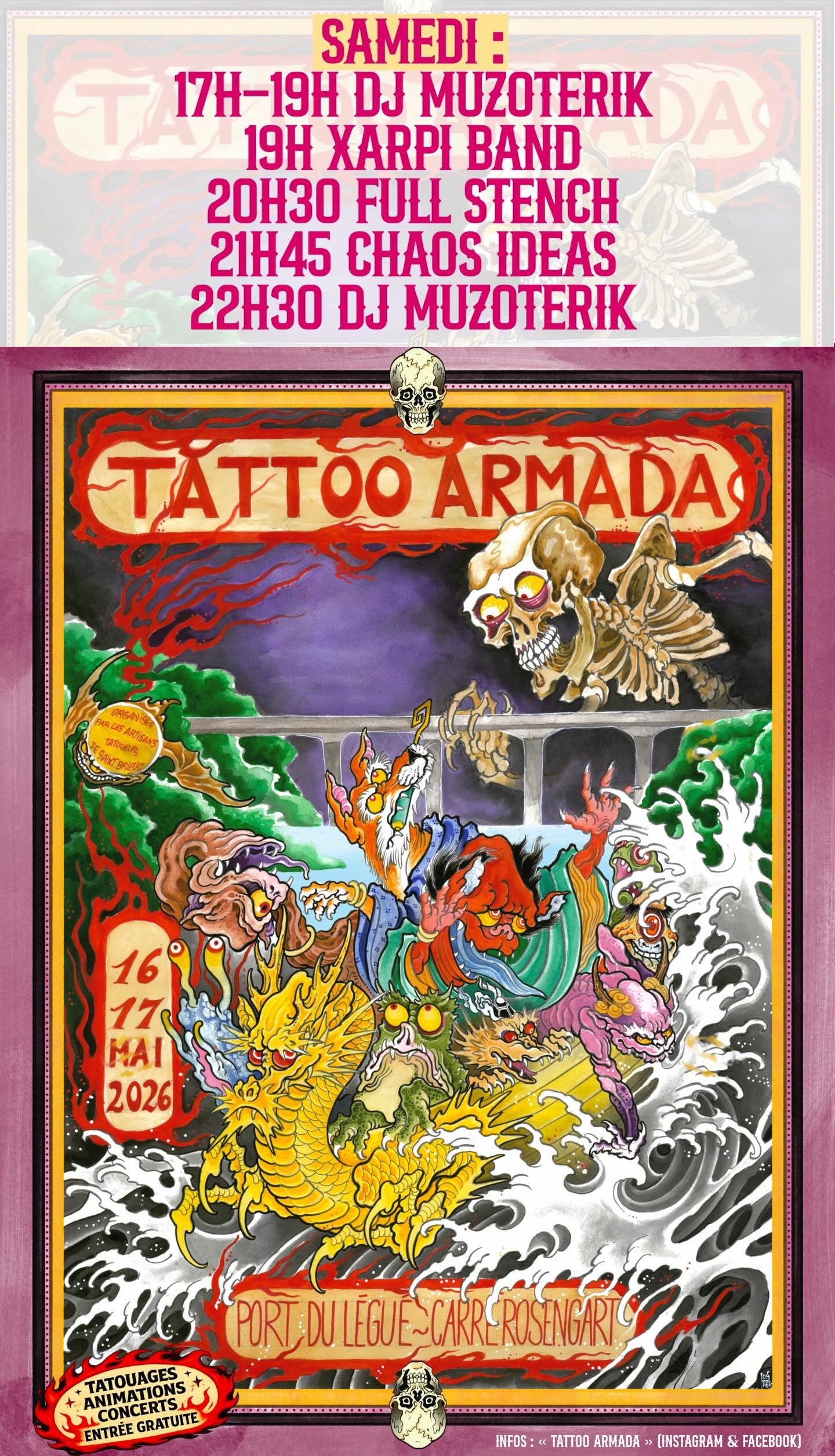 Affiche de Chaos Ideas / Full Stench / Xarpi en concert à St Brieuc (22)