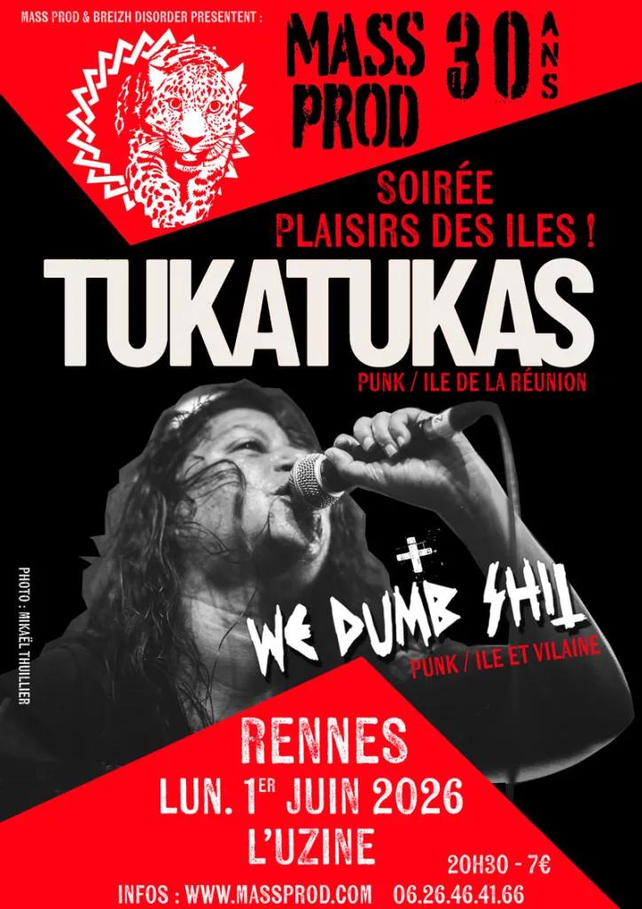 Affiche de Tukatukas (Punk) / We Dumb Shit (Punk) en concert à Nantes (44)