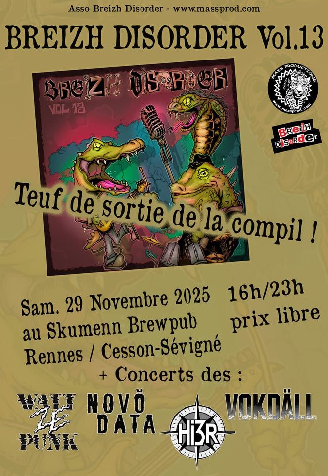 Affiche de Soirée Release Party de la compilation Breizh Disorder à Rennes (35)