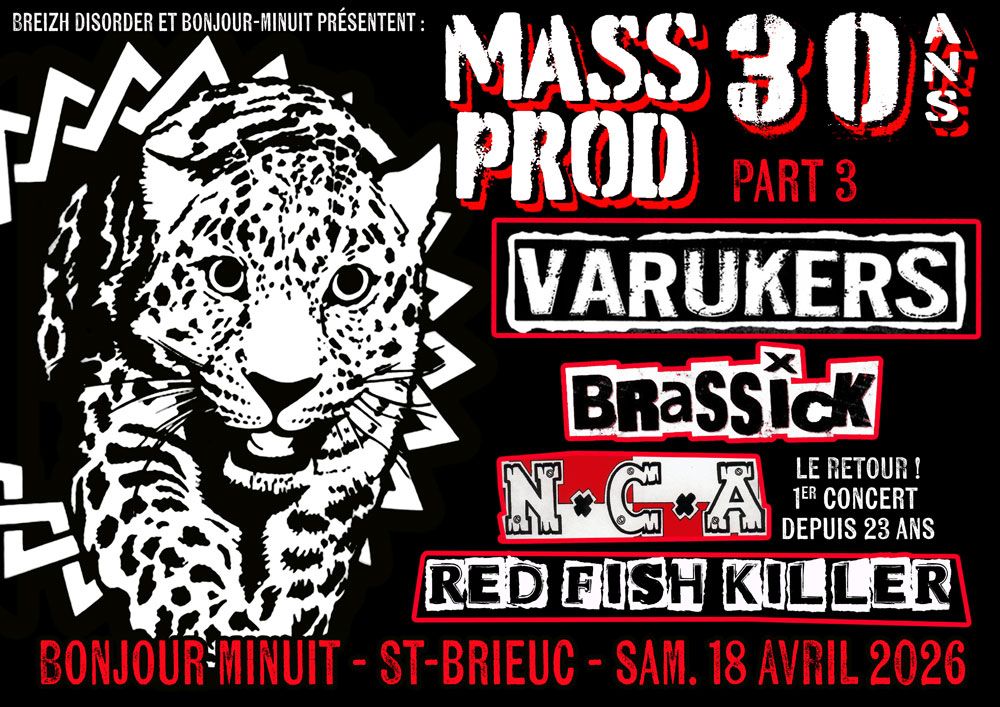Affiche de Soirée 30 ans du label Mass Production (Part 3) à Saint Brieuc (22)