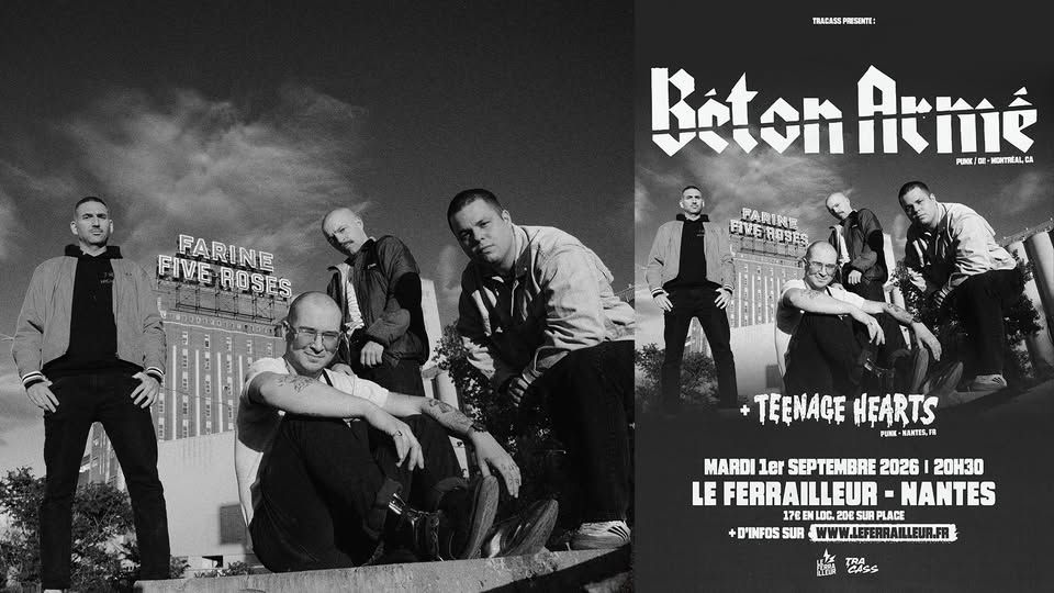 Affiche de Béton Armé (Punk/Oi! - Canada) / Teenage Hearts (Punk - Nantes) en concert à Nantes (44)
