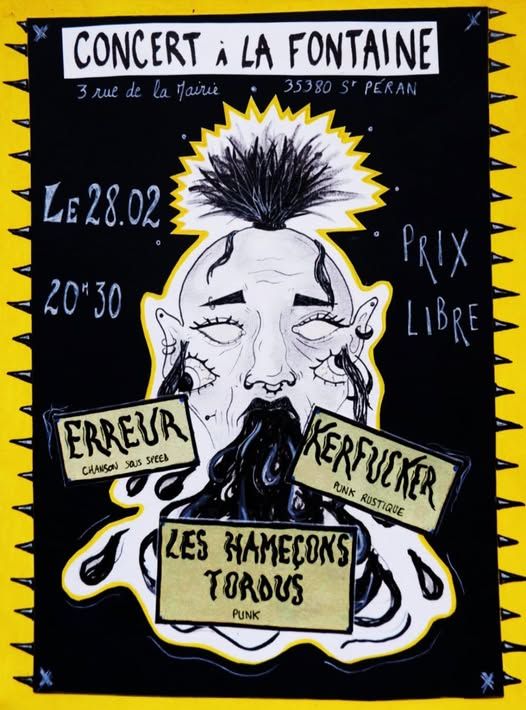 Affiche de Kerfucker / Les Hameçons Tordus et Erreur en concert à St Péran (35)
