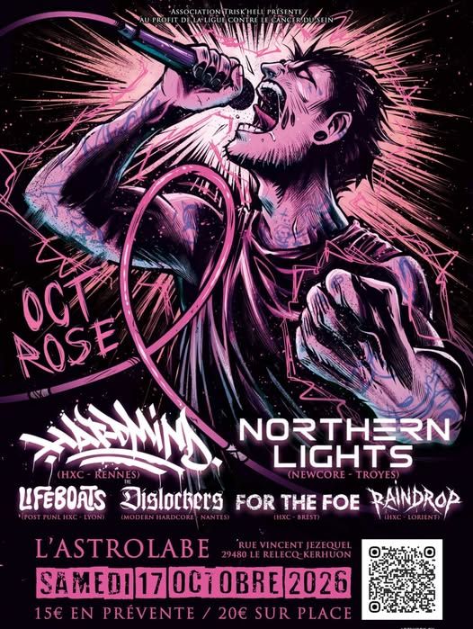 Affiche de Octobre Rose : soirée Hardcore/Metal avec 6 groupes au Releck-Kerhuon (29)