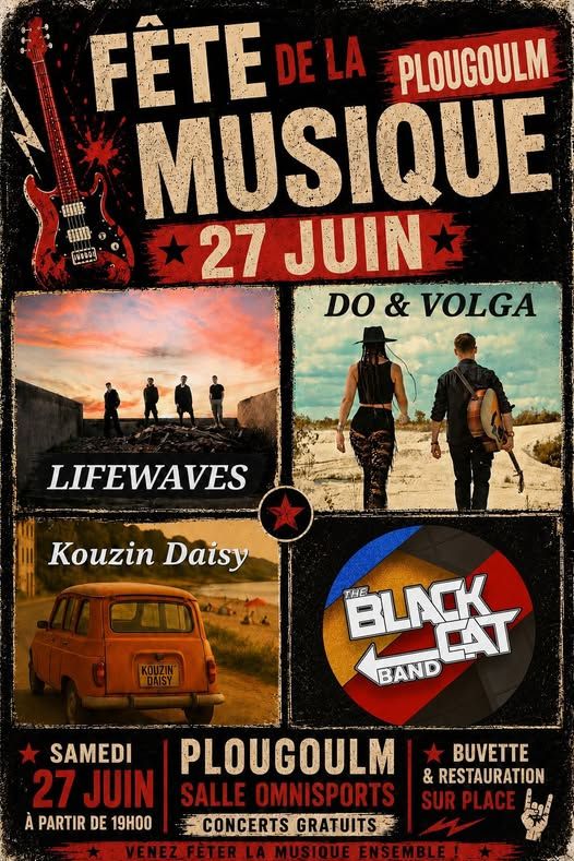 Affiche de Lifewaves (Metal Alternatif/Post HxC) / The Black Cat Band (Cover Rock/Pop) live à Plougoulm (29)