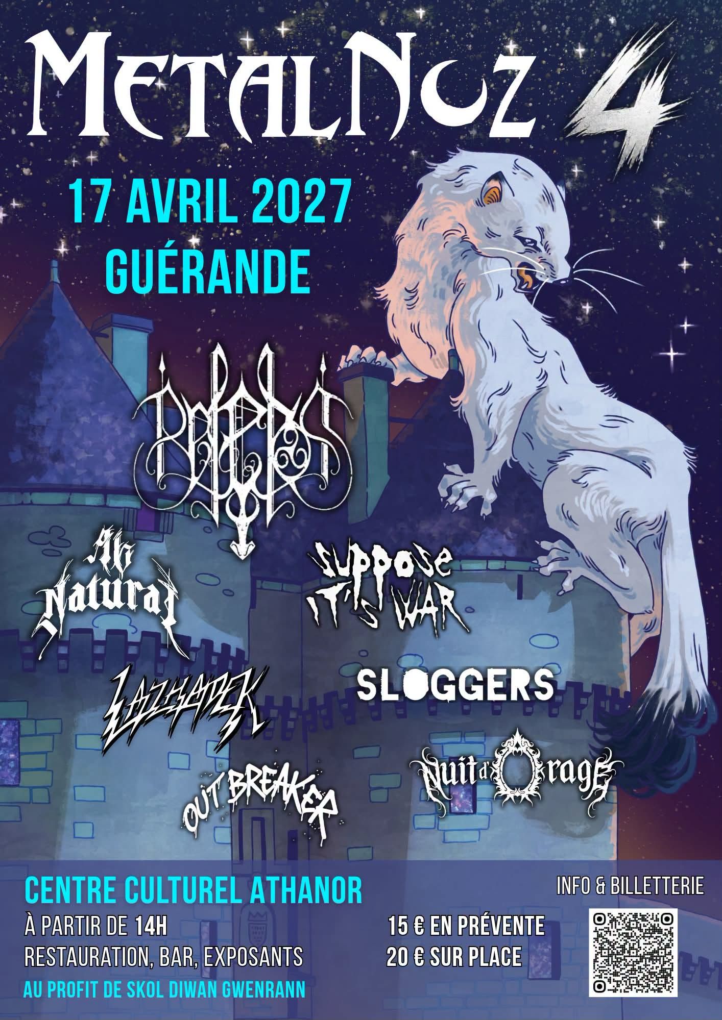 Affiche de Metal Noz #4 avec 7 groupes de Black / Thrash / Hardcore / Metal / Punk à Guérande (44)