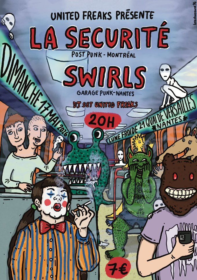 Affiche de La Sécurité (Post Punk-Montreal) / Swirl (Garage Punk) en concert à Nnates (44)