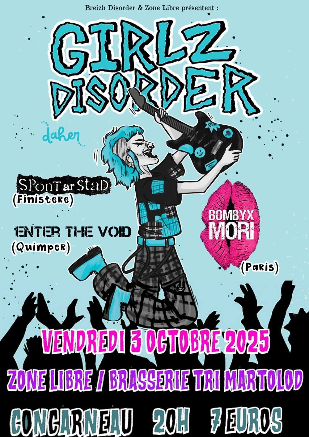 Affiche de Tournée Girlz Disorder (punk) - Zone Libre à Concarneau (29)