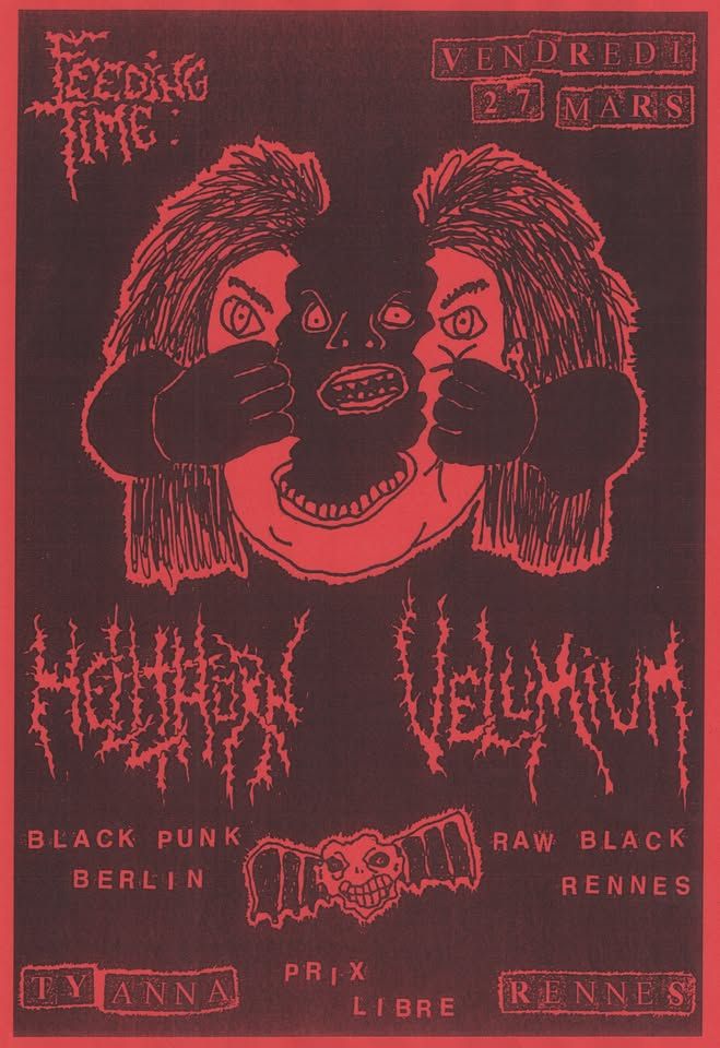 Affiche de Hellthorn (black punk) et Velumium (raw black) en concert à Rennes (35)