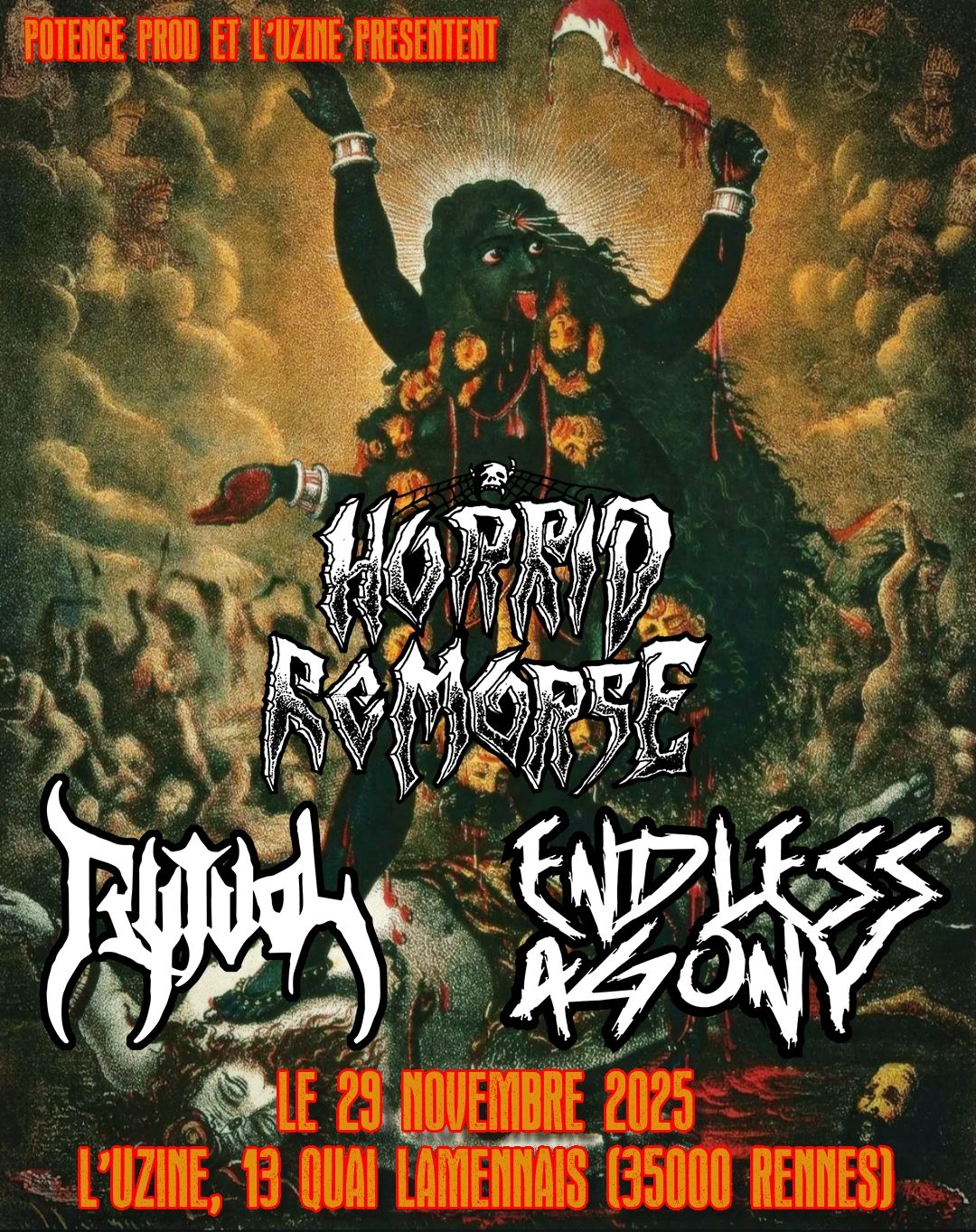Affiche de Soirée Metal / Hardcore avec 3 groupes à Rennes (35)