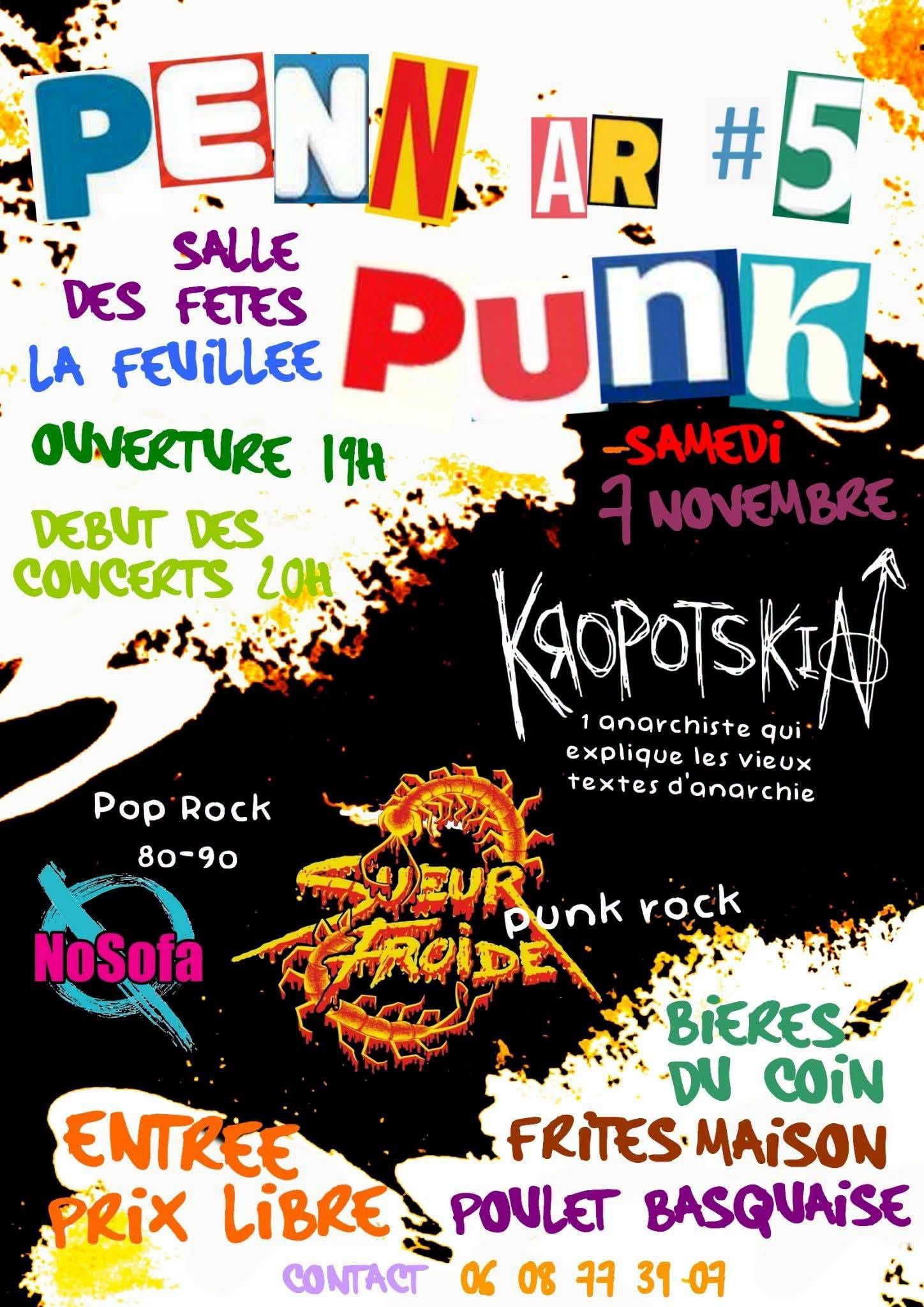 Affiche de Sueur Froide / Kropotskin / No Sofa en concert à La Feuillée (29)