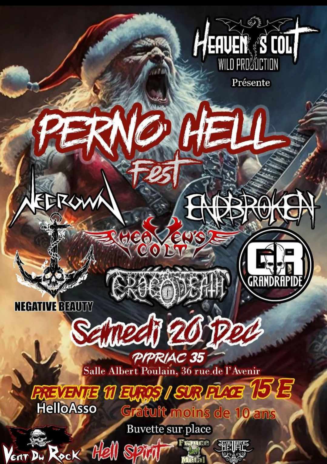 Affiche de Perno Hell Fest avec 6 groupes Metal à Pipriac (35)