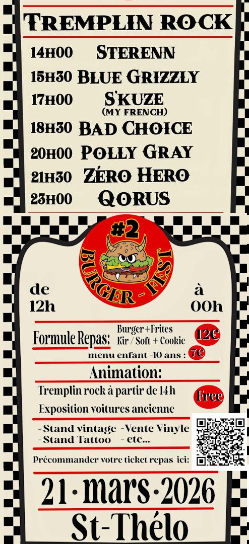 Affiche de Burger-Fest #2 : Tremplin Rock avec 7 groupe à St Thélo (22)