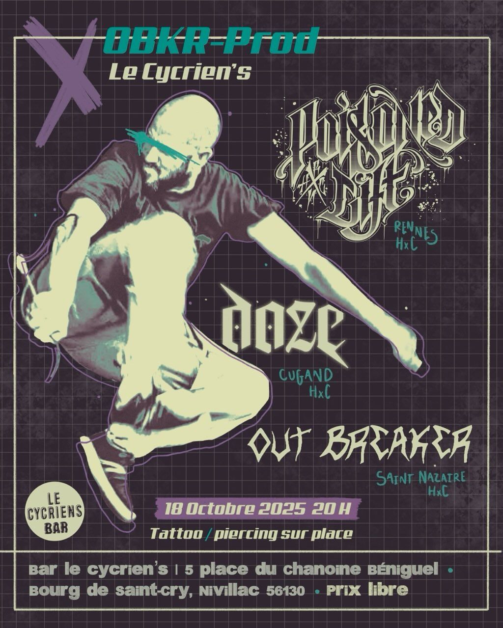 Affiche de Soirée HxC avec 3 groupes à Nirvillac (56)