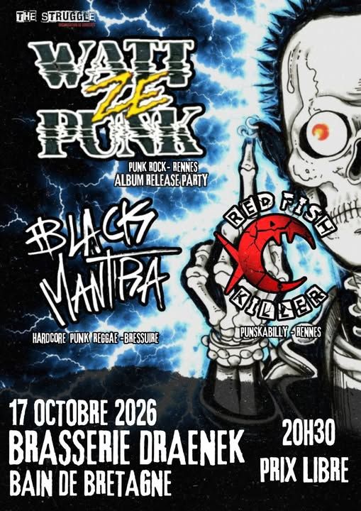 Affiche de Watt Ze Punk / Black Mantra / Red Fish Killer en concert à Bain de Bretagne (35)