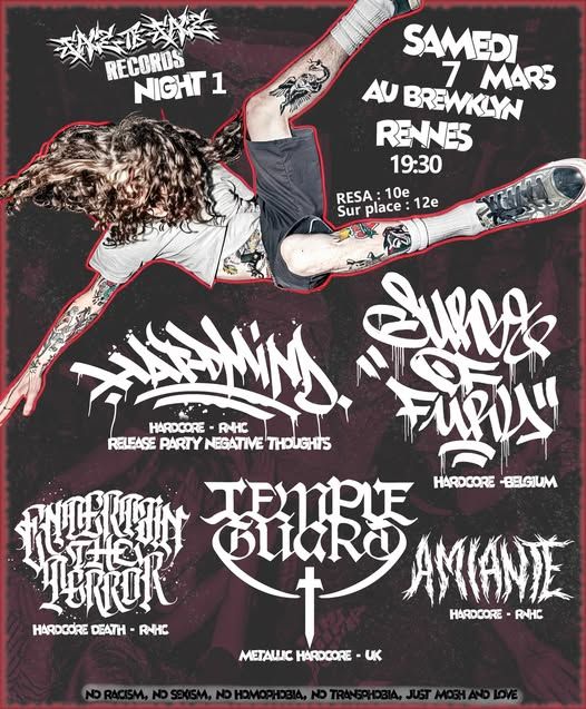 Affiche de Soirée Hardcore + release party de l'album d'Hard Mind à Rennes (35)