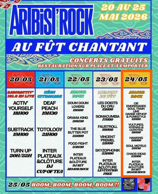Affiche de Soirée Punk/HxC/Noise/Rock Alternatif avec 4 groupes à St Brieuc (22)