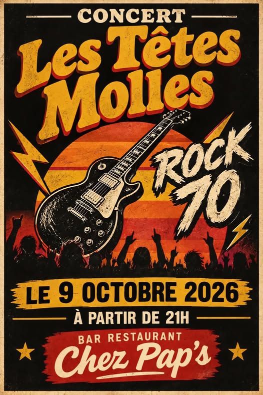 Affiche de Les Têtes Molles (cover Rock-Hard 70's) en concert à Plouvorn (29)