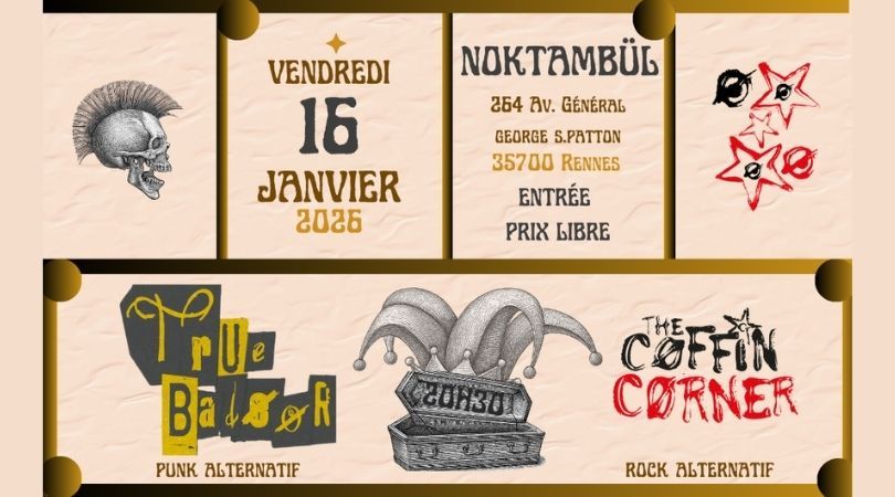 Affiche de Coffin Corner (Rock Alternatif) et Troubadoor (Punk Alernatif) live à Rennes (35)